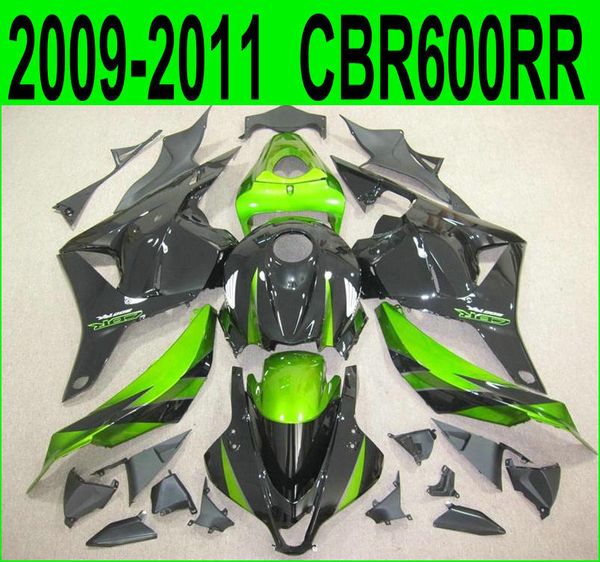 Carene per carrozzeria stampate ad iniezione di alta qualità per Honda CBR600RR 2009 2010 2011 kit carenatura nero verde CBR 600RR 09 10 11 YR61