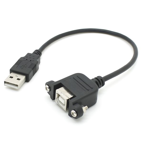 USB 2.0 A Tip A Erkek - B Kadın (BF'den BF) Vidalı Kilit Paneli Montaj Kablosu Bilgisayar Yazıcısı için 30cm