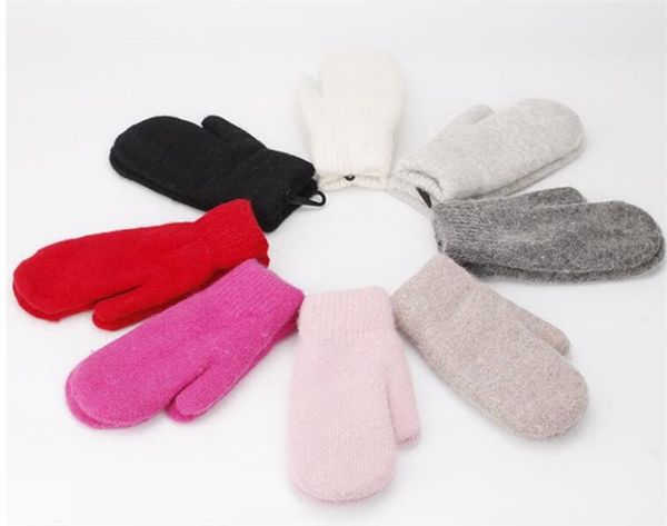 

solid color warm soft knitted gloves 8 colors women and men mittens simple designer wholesale, Blue;gray