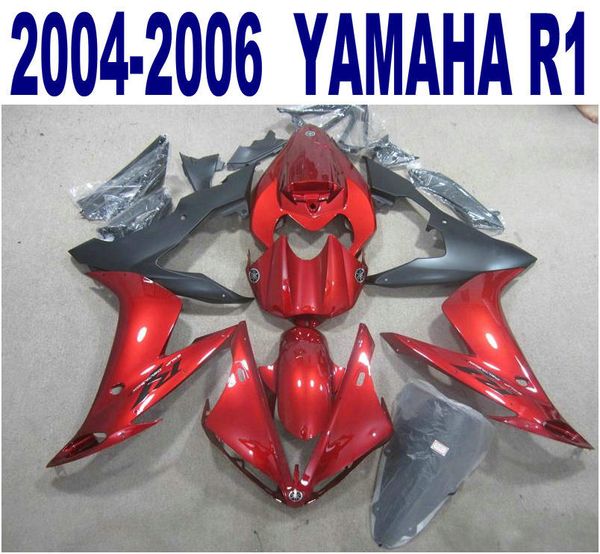 Injeção moldando novo kit de carenagem para YAMAHA YZF-R1 04-06 matte preto carenagem vermelho carenagem set yzf r1 2004 2005 2006 YQ14 +7 presentes