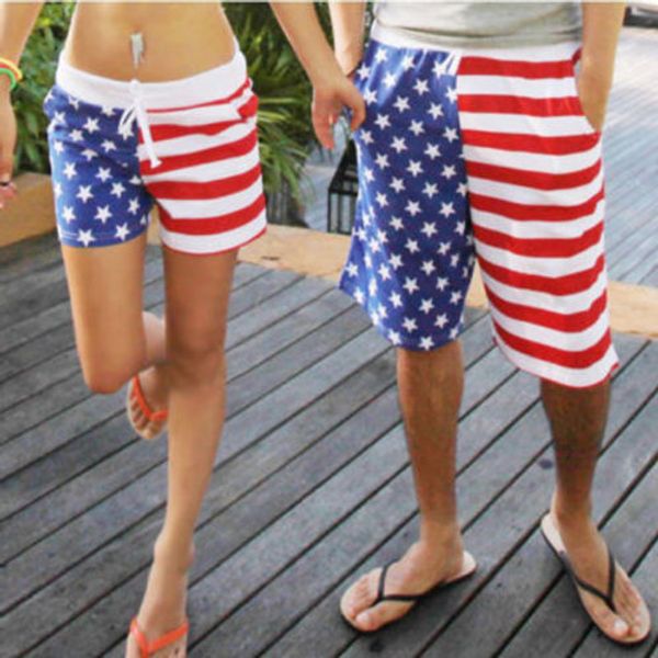 

wholesale-women's men's usa flag stars and stripes beach board shorts trunks pants