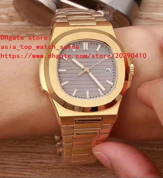 

4 colors 18 k gold luxury watch 40.5mm nautilus 5711/1a-001 date asia mechanical transparent automatic mens watch, Slivery;brown