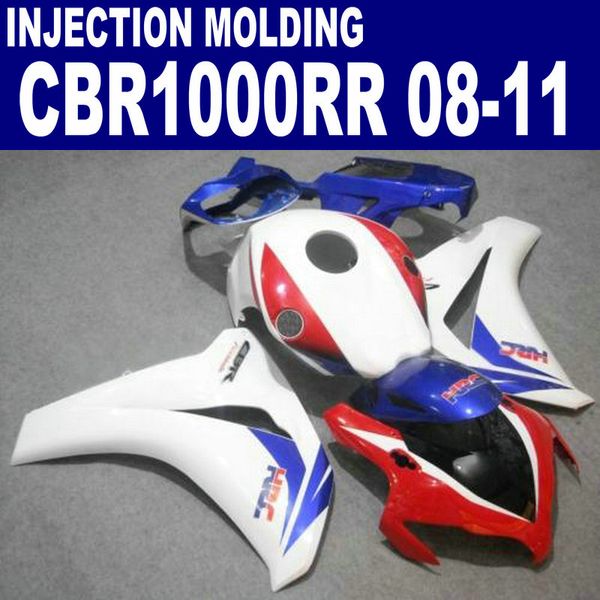 Spritzguss-ABS-Motorradteile für HONDA-Verkleidungen CBR1000RR 2008-2011 CBR1000 RR weiß rot blau Verkleidungsset 08 09 10 11 #U72