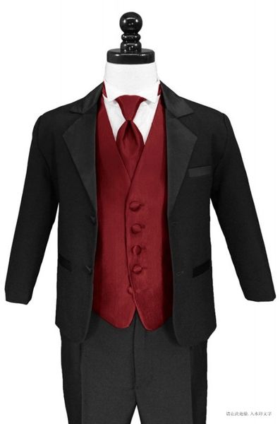 

new arrivals two buttons black notch lapel boy' formal wear occasion kids tuxedos wedding party suits (jacket+pants+vest+tie) k65