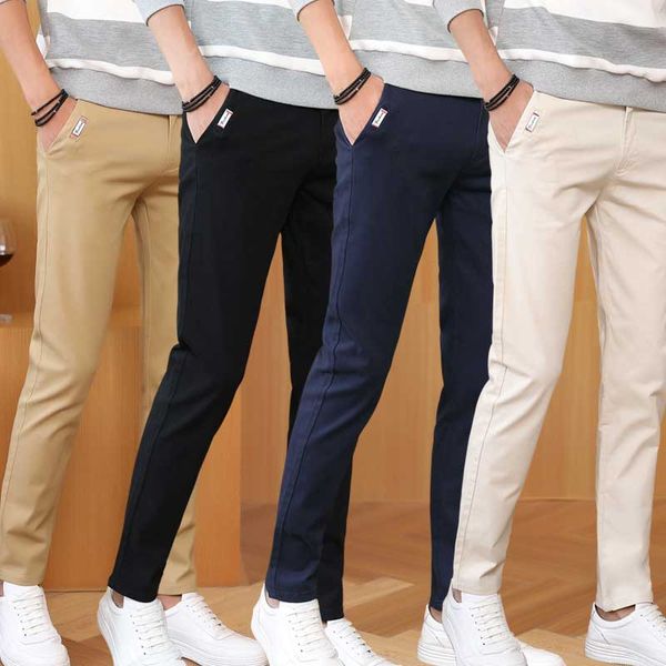 

wholesale- men's slim tapered flat front casual pants chinos cotton long trouser royal blue beige black khaki 2017 autumn