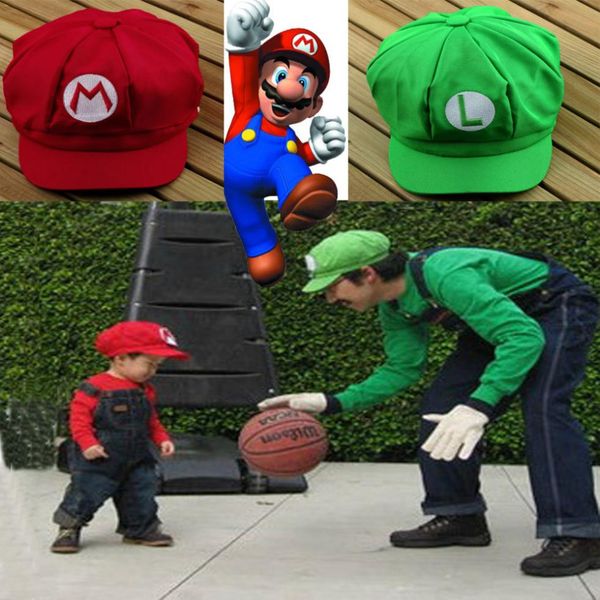 

wholesale-5pcs new arrival size chic luigi super mario bros baseball costume cosplay hat cap new, Black;white