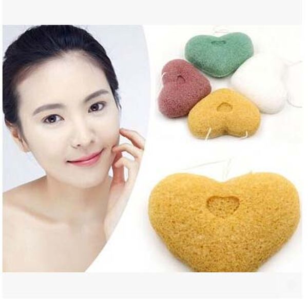 

women natural charcoal &green tea beauty heart shaped konjac sponge facial cleansing exfoliating mixed color by dhl ing