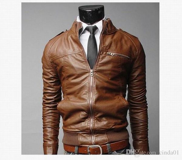 

Mens PU Leather Jacket Fashion Coats for Male Business Wear Clothing Motorcyle Biker Jackets Zipper Slim Fit Coats