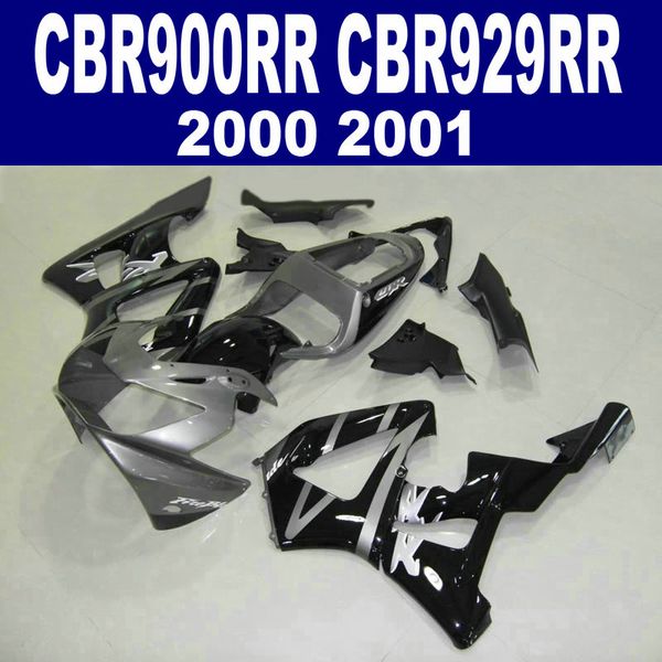 HONDA CBR900RR kaplama kiti CBR929 2000 2001 için yol raf parçaları gümüş siyah CBR 929 RR CBR929RR fairings set HB16