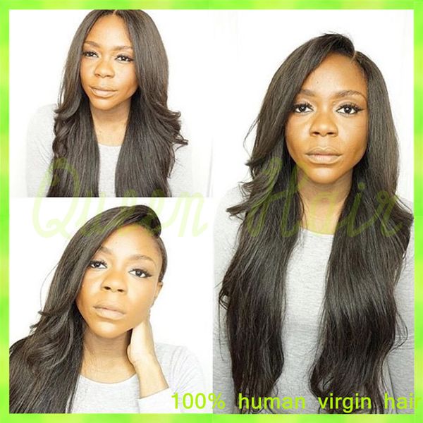

2015 new lace front wig full lace human hair wig natural traight brazilian hair full lace human hair wig for black women