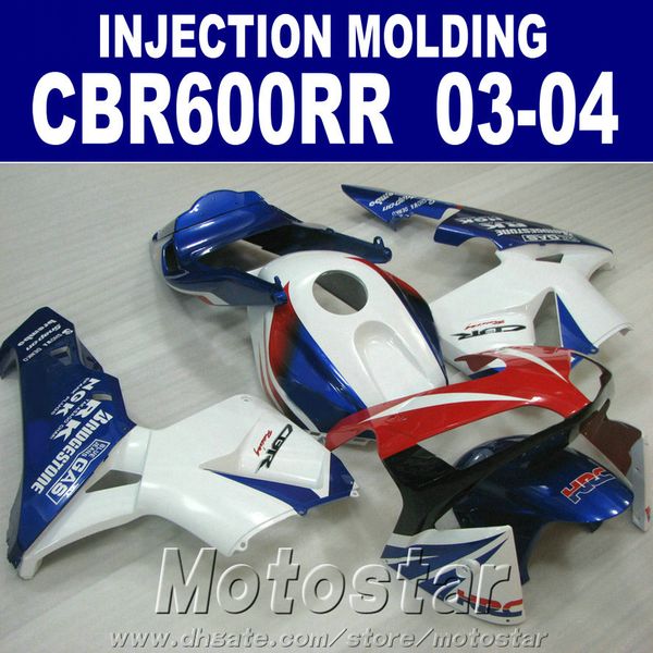

100% abs injection mold for honda cbr 600rr fairings 2003 2004 03 04 cbr600rr blue white bodywork fairing kits mg5g