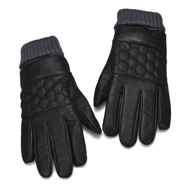 

wholesale-jimshop autumn winter warm fashion genuine leather gloves men waterproof windser glove leather fashion mens leather gloves, Blue;gray