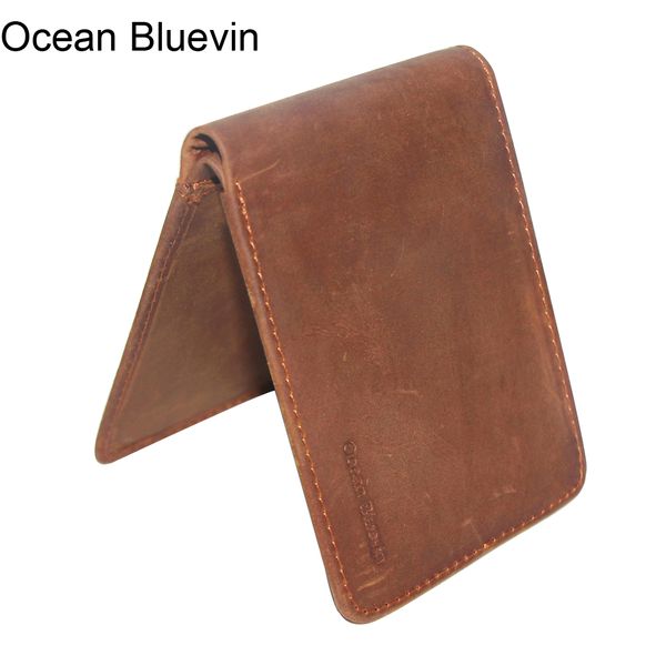 

classic new vintage leather carrying card holder leather clip travel document cover brown id credit card driver's license holder, Brown;gray