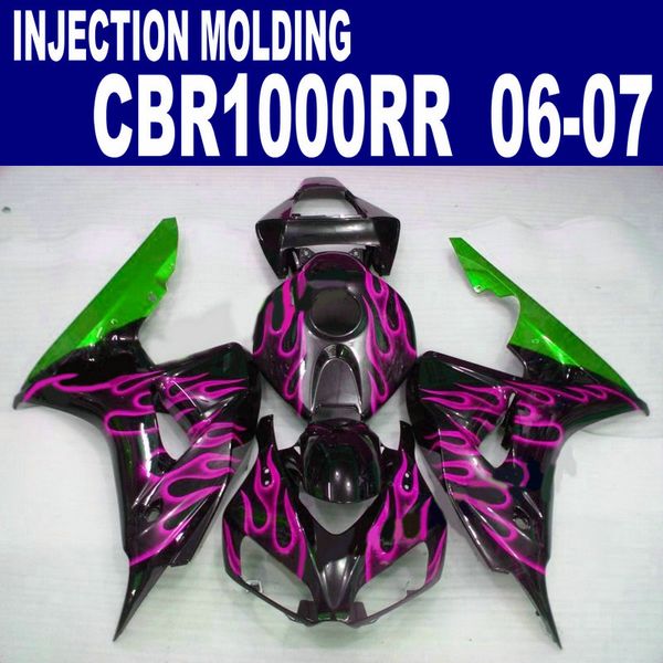 HONDA 2006 2007 CBR1000RR motosiklet parçaları için set enjeksiyon plastik kaportalar 06 07 CBR 1000 RR kırmızı alevler siyah kaporta kiti BB53