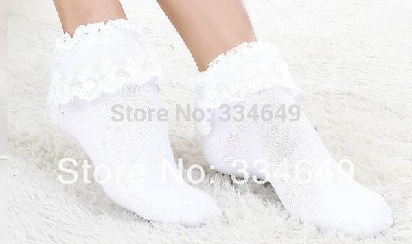 

cute women soft lace ruffle frilly ankle socks ladies princess girl #5532, Black;white