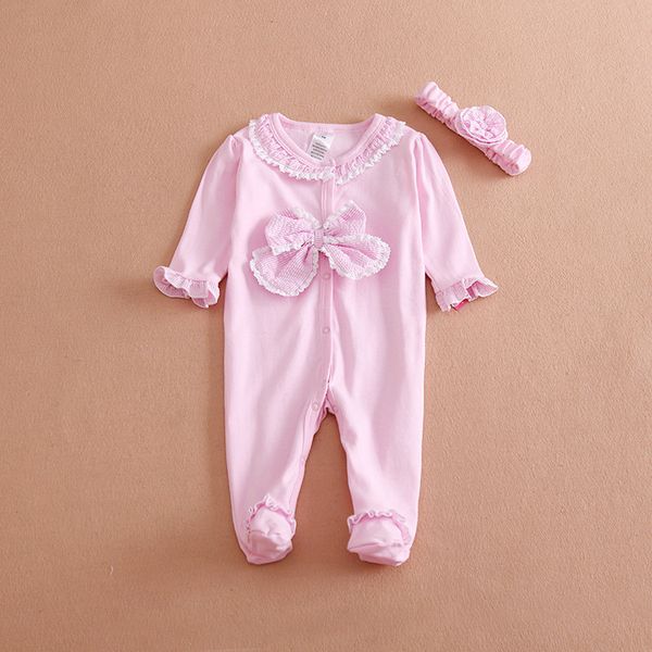 

baby rompers with foot cover 2pcs jumpsuit set butterfly no zipper with headband girls floral onesie lace, Blue