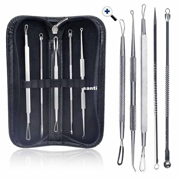 

5 pcs/set face care stainless steel skin remover kit blackhead blemish acne pimple extractor tool skin care cleanser xb1