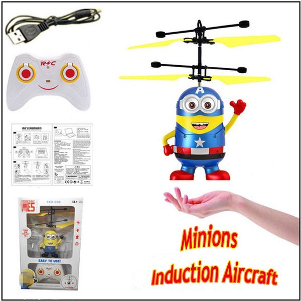 

christmas present remote controlelectric rc minion induction aircraft fly ball ir led light helicopter mini toy ing