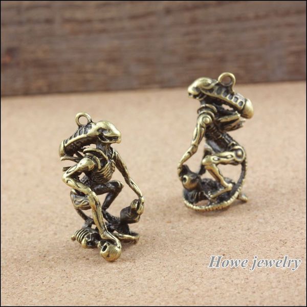 

10 pcs vintage charms alien skull pendant ancient bronze fit bracelets necklace diy metal jewelry making a001 jewelry making diy, Bronze;silver