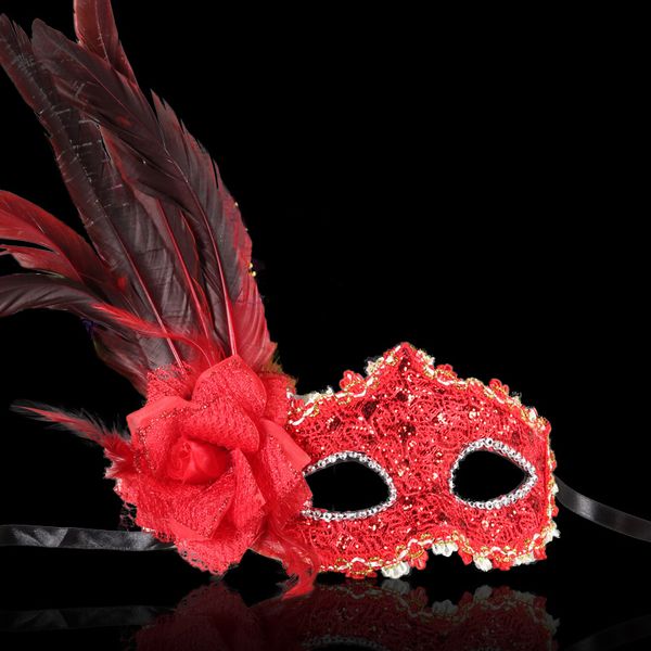 

Christmas Decor Color Feather Mask Half Face Fashion Club Party Venice Princess Mask Masquerade Halloween Cosplay Supplies 20pcs/lot SD419