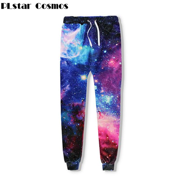 

wholesale- plstar cosmos brand clothing space galaxy sweat pants men/women joggers pants starry sky 3d print casual o-neck hip hop trousers, Black