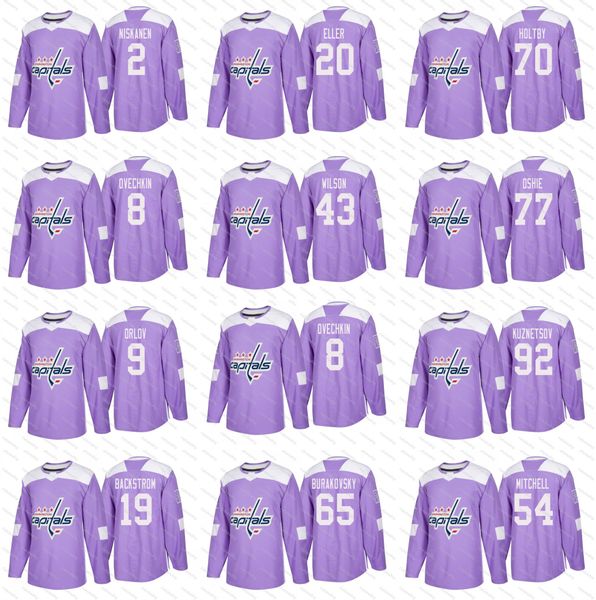 

2018 Fights Cancer Washington Capitals 8 Alex Ovechkin 19 Nicklas Backstrom 77 T.J. Oshie Mitchell Wilson Eller Orlov Niskanen Jerseys
