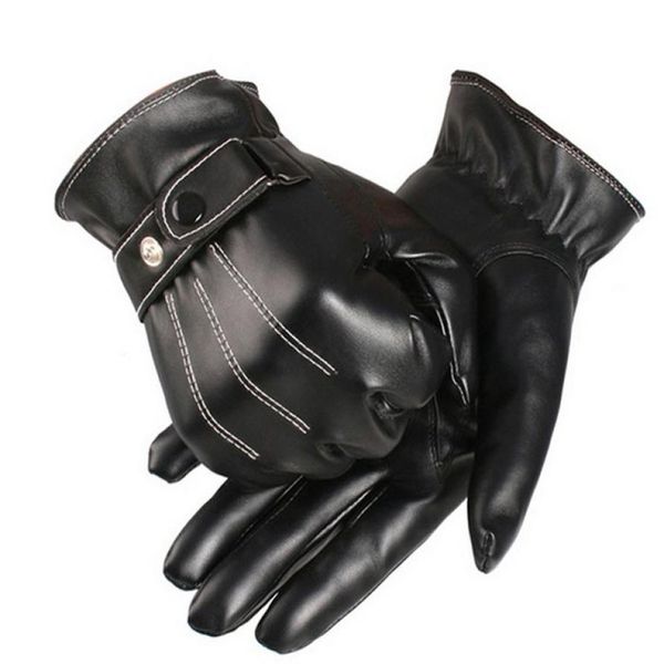 

wholesale-essential new fashion winter warmmer mens luxurious pu leather winter super driving warm gloves cashmere oct15, Blue;gray