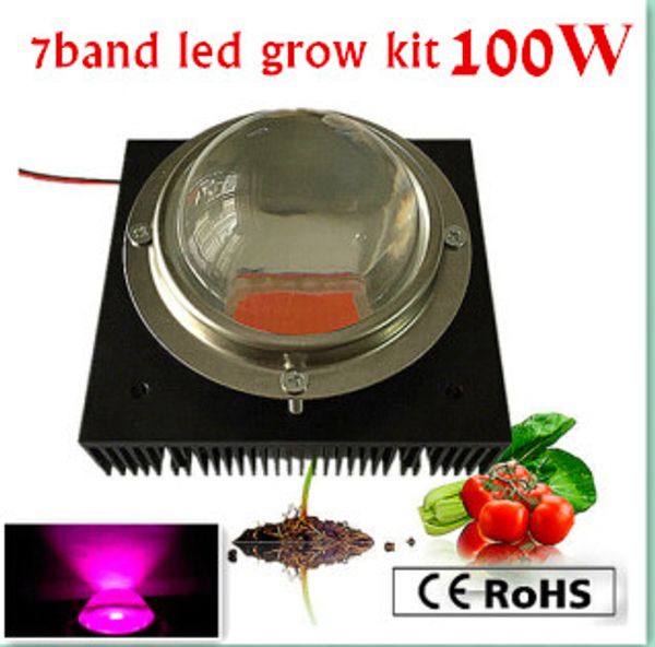 COB Tech Nuovo Sistema di illuminazione di coltivazione a LED per piante, 100 w 7 band CHIP GROVE+ Alimentatore+ Alimentatore LED+ Cooler+ Lens e Riflettore
