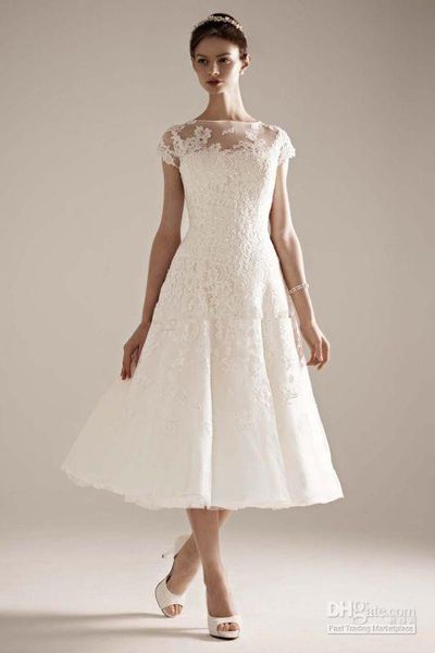

новый стиль чай длина короткие свадебные платья шапка рукава бато шеи бисером кружева тюль a-line zip back свадебные платья на заказ w715, White