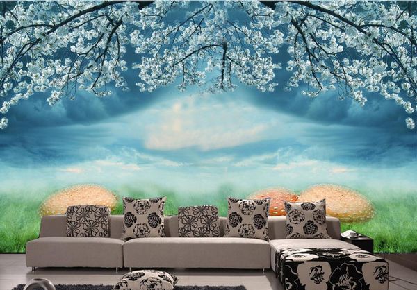 

wall roll fantasy peach tree tv background wall modern living room wallpapers