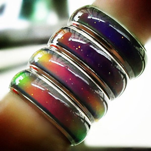 

100pcs mix size mood ring changes color to your temperature reveal your inner emotion fashion jewelry hj164, Silver