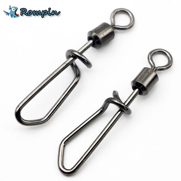 

Rompin 20pcs/lot Stainless Fishing Swivels Snap Rolling Swivel with T shape snap ice Fishing Connector