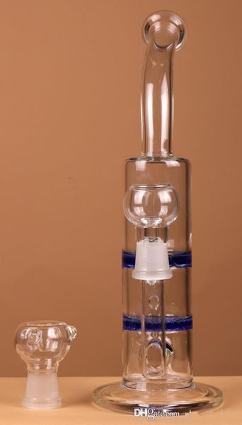 New Arrival Hookahs Dupla Camadas Percheco Honeycomb / Tornado Vidro Tubos de Água Dab / Plataformas De Petróleo Bongs De Vidro Com Azul Em Estoque