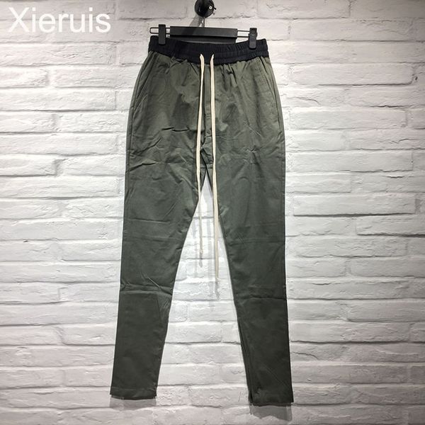 

Wholesale- XIERUIS 2017 New Autumn Ankle Zipper Sweatpants Fog Men Joggers Skinny Trousers Army Green Solid Casual Pants Men