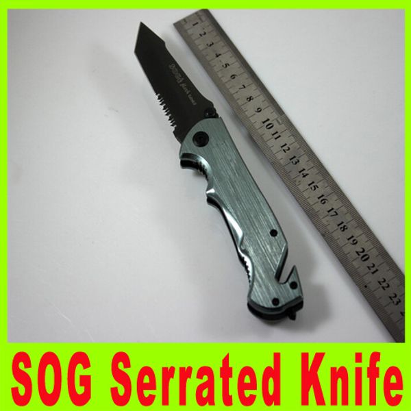 

Hot SOG EDC pocket knife Folding blade knives 440 Steel Serrated outdoor knife hunting knife camping knives Utility outdoor gear 690X