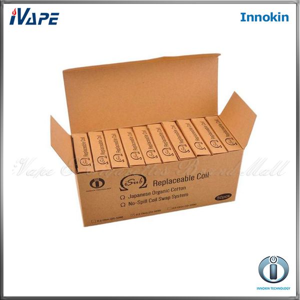 

100% оригинал innokin сигарета itaste iSub Sub ом катушки головки сигарета itaste iSub Subohm Sub баки Replaement катушки 0.2 ом 0.5 Ом 2.0 ом