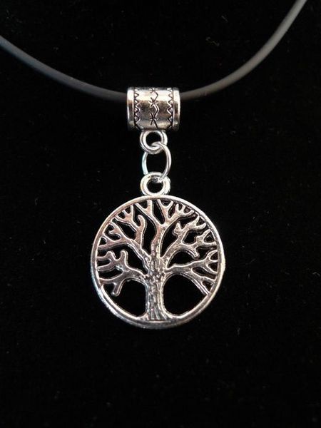 Бесплатный тибетский серебряный сплав дерево жизни круг земли символ кулон ожерелье шнур