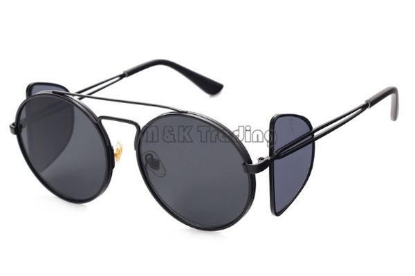 

steampunk metal sunglasses round frame semicircle glasses side vintage mens sun glasses 6 colors wholesale eyeglasses shop, White;black