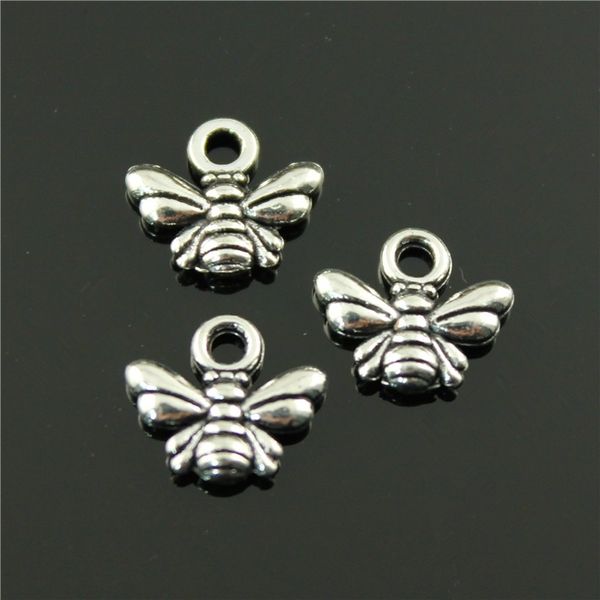 

500pcs/lot 10*11mm vintage 2 colors antique silver, antique bronze plated zinc alloy bee charms diy for handmade, Bronze;silver