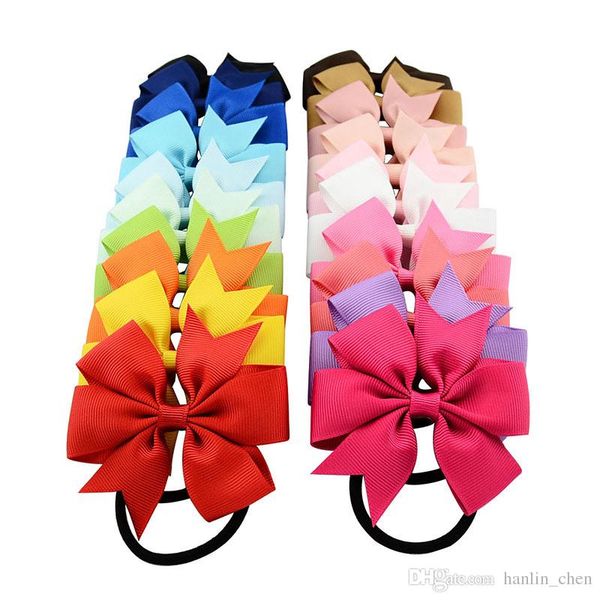 

2018 special offer promotion mix color infant girls ribbed ribbon hair pins candy color bow rope 20 colors elastic for ponytails holders 610