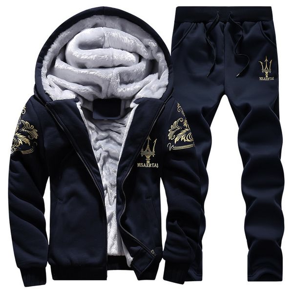 

wholesale-winter men's sports hoodie pants suit male printed sports male hooded jacket mens hoodies and sweatshirt + pants 4xl,pa048, Black