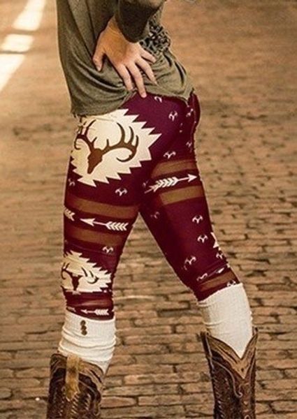 

Christmas Elk Prints Christmas Party Pop Pants Women's Fashion Winter Leggings Pants