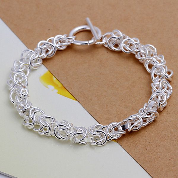 

gift 925 silver leading to bracelet dfmch033,brand new fashion 925 sterling silver plated chain link bracelets, Black