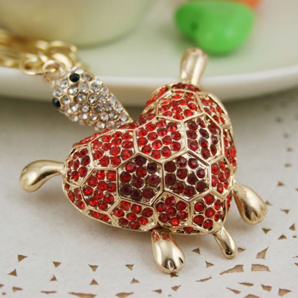 

rhinestone big tortoise keychain keyring fashion crystal animal turtle metal key chain ring for women gift bag charm jewelry can mix color, Slivery;golden