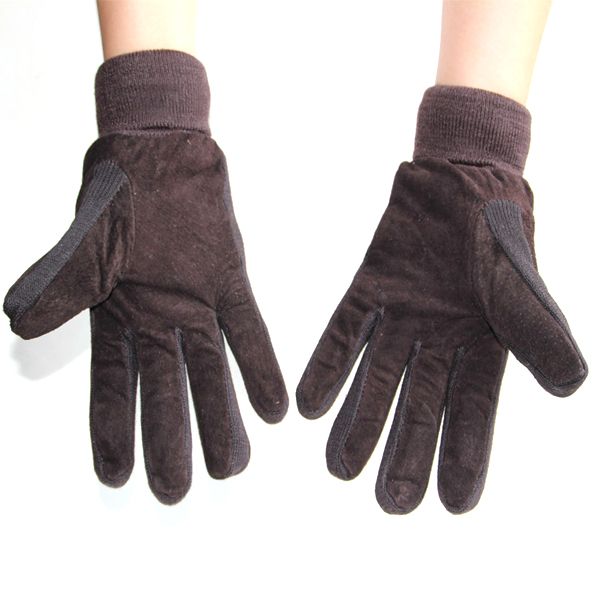

wholesale-new 2015 brand pigskin gloves knitted wrist men fashion warm gloves genuine leather male winter solid brown color 1-zp, Blue;gray