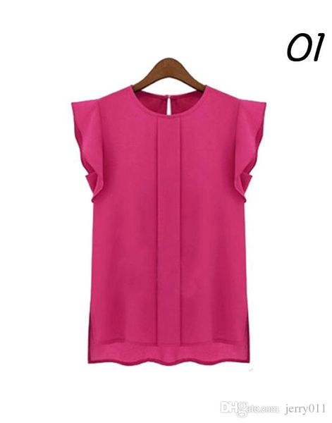 

S M LXL женщины новая мода блузка бабочка рукав шифон топ плюс свободные размер твердые конфеты цвет рубашка с коротким рукавом
