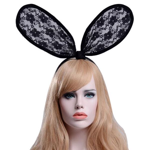 

милые девушки кроличьи уши кружева ленты для волос дети красивые блестящие горный хрусталь жемчужина кошка уши повязки аксессуары для волос, Silver