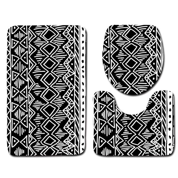

abstract lines bathroom floor mat 3 pcs set, anti-skid mat for bathroom, bath room carpet, door mat