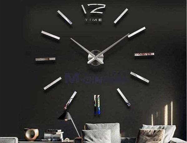 

diy 3d mirror acrylic sticker wall clocks (random color) silver 0201003