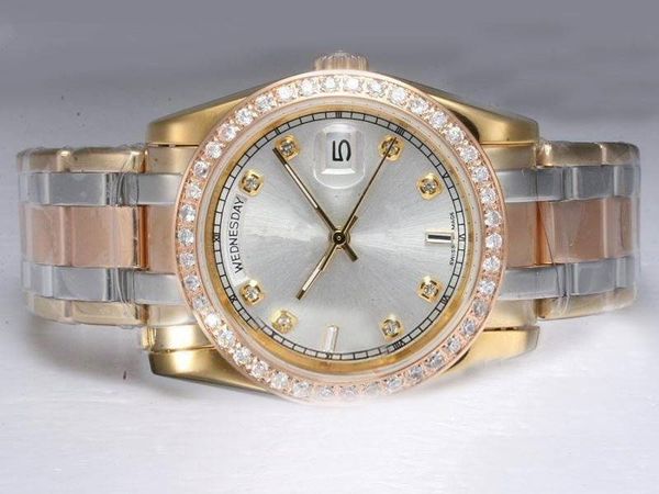 

100% new fashion man watch diamond bezel watches for man mechanical automatic wrist watch r16, Slivery;brown